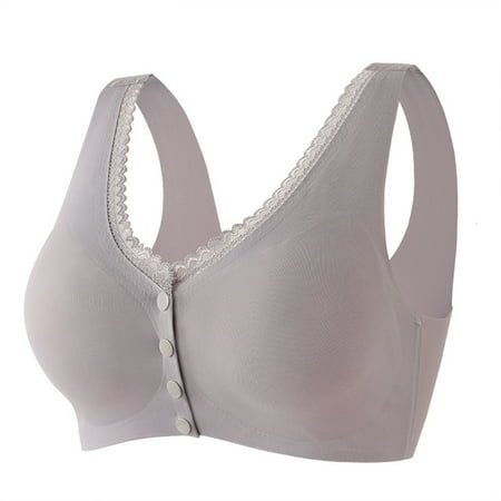 Yyeselk Women s Front Close Seamless Bra Wireless Push Up Lace Bra Full Coverage Comfortable Everyday Bras for Older Women Purple XL