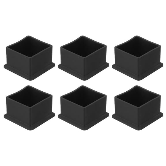 Uxcell 6Pack Square Chair Leg Caps, 38mm x 38mm OD Black Furniture Feet Pads Table Foot Cover Caps