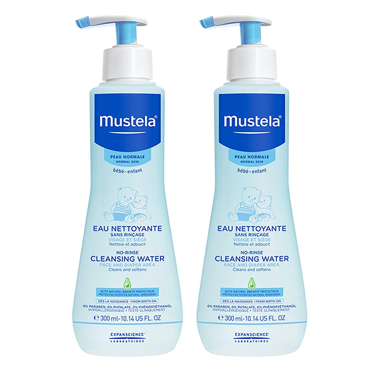 Mustela Baby Cleansing Water, No-Rinse Micellar Water with Natural Avocado  & Aloe Vera for Baby's Face, Body & Diaper 25.35 fl oz, 2-pack