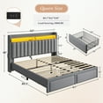 thumbnail image 4 of EnHomee Upholstered Bed Frame  with 2 Storage Drawers Queen Size Bed Frame with  2-Tier Headboard & LED Lights & Charge Station, Gray, 4 of 9