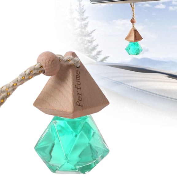 Goowood Car Diffuser for Essential Oils Hanging Car Air Freshener Refillable Glass Bottle Scent Ornament for Auto Home Mint Green 10ml
