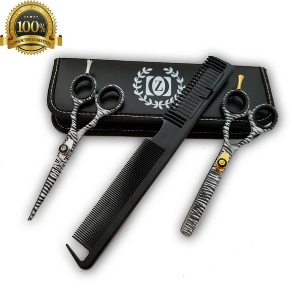 5.5 inch ZEBRA Shears Set with FREE RAZOR COMB   FREE SHIPPING Thinning Shears