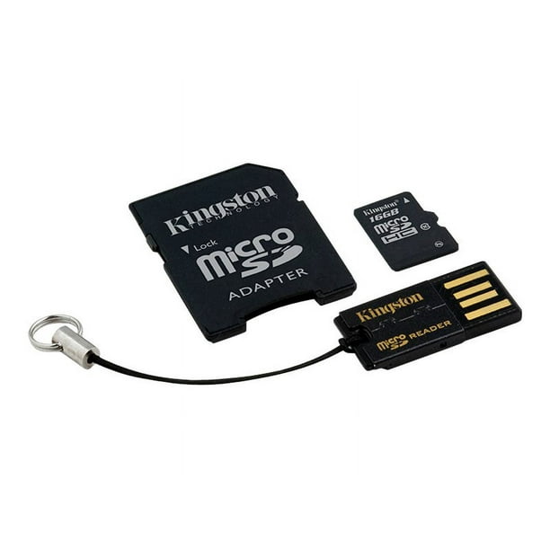 Kingston Kit Multi- / Mobility Kit - Carte Mémoire Flash (Adaptateur microSDHC vers SD Inclus) - 16 GB - Classe 10 - microSDHC - avec Lecteur USB