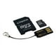 Kingston Kit Multi- / Mobility Kit - Carte Mémoire Flash (Adaptateur microSDHC vers SD Inclus) - 16 GB - Classe 10 - microSDHC - avec Lecteur USB – image 1 sur 1
