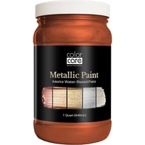 Color Care Metallic Paint, Water-Based Low-Odor Paint for Walls and Crafts, Copper Satin, 1 Quart