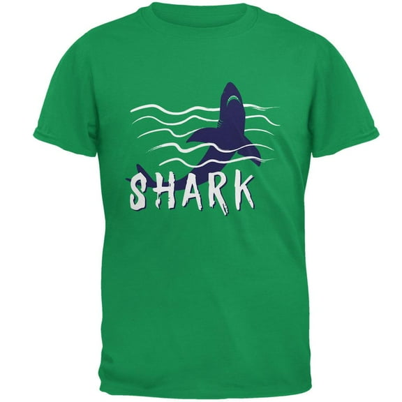 Summer Sun Shark Rising Waves Mens T Shirt Irish Green 2XL