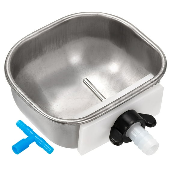 Uxcell 94mm Width Rabbit Waterer Cups Automatic Poultry Nipple Drinker Bowl, Silver