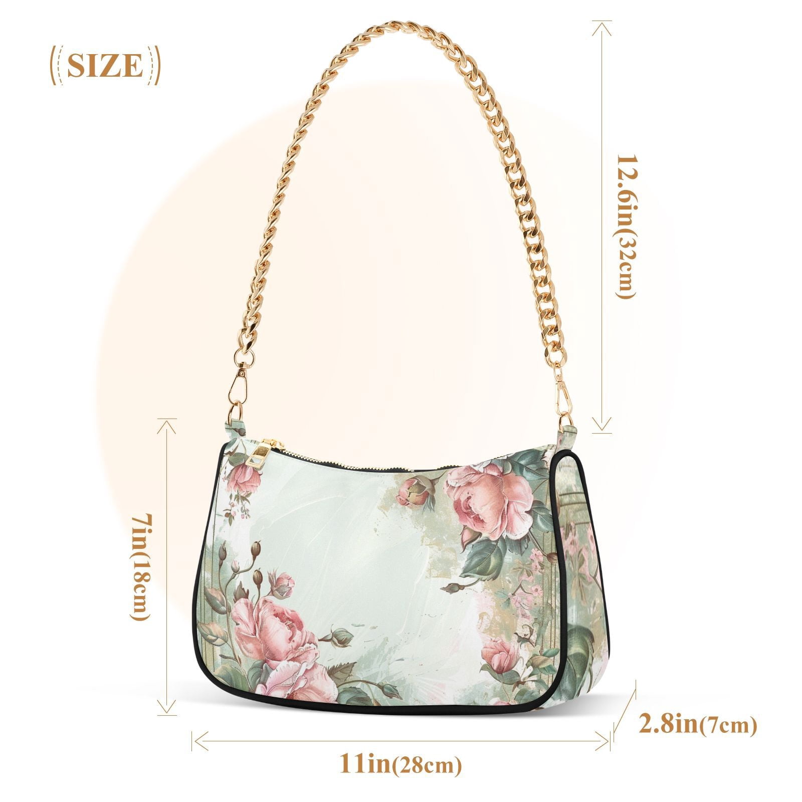 Flowers Floral FrameWomen Small Shoulder Bag Crossbody Tote Hobo Bags Purse Clutch Handbags with Chain Strap for Women