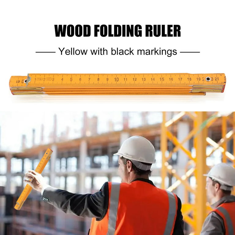 Folding Wood Ruler Yellow with Black Markings, 6
