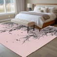 thumbnail image 5 of Tree Branches Bird Washable Living Room Rugs 6'x9', Pink Background Black Deadwood Low Pile Throw Large Area Rug Non-Slip Sturdy Edge Binding Carpet for Dining Room Kitchen Office, 5 of 9