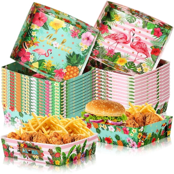 Bandejas para servir comida Uiifan Hawaii Aloha Tropical Paper, 2.3 pulgadas