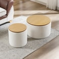thumbnail image 5 of Zesthouse 23.6'' Wide Upholstered Storage Ottoman with Tray, Boucle Fabric Footrest Stool with Removable Wooden Lid, Small Coffee Table for Living Room, White, 5 of 10