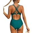 thumbnail image 3 of Womes Double Straps 1 Piece Swimsuit Tummy Control Bath Suit, 3 of 5