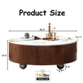 thumbnail image 4 of MDQMD 35" Round Faux Marble Coffee Table with 2 Silent-Close Drawers & Stainless Steel Legs - Modern Walnut Storage Center Table for Living Room, White Luxury Sturdy Design, 4 of 9