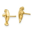 thumbnail image 2 of Real 14kt Yellow Gold Mini Manatee Post Earrings; for Adults and Teens; for Women and Men, 2 of 3