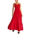 thumbnail image 2 of ITSAME Women's Off-Shoulder Maxi Dress, Halter/Bowknot Backless Sexy Deep V-Neck Summer Beach Flowy Long Dresses Red XL, 2 of 4