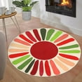 thumbnail image 2 of Hasoo 3' x 3' Round Rug Colorful Washable Circle Area Rug Sun Print Modern Non-Slip Non-Shedding Floor Cover for Home Decor, Red/Green, 2 of 5