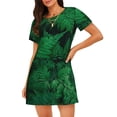 thumbnail image 1 of Vsdgher Chemise de Nuit à Manches Courtes Motif Feuille de Fougère Verte pour Femmes Col Rond Mignonne Robe de Nuit Confortable à Volants, 1 of 6