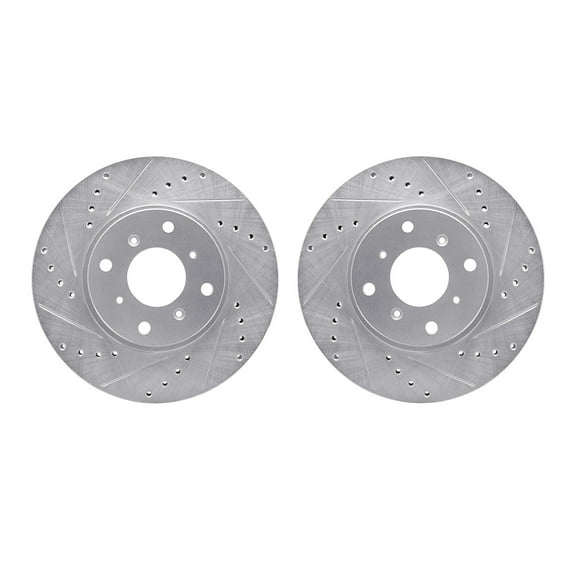 Dynamic Friction Company Front Brake Rotors-Drilled and Slotted-Silver 7002-59039