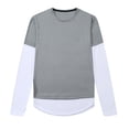 thumbnail image 4 of Fauean Tshirts Shirts for Men Crew Neck Casual Lightweight Long Sleeves Color Block Tops Grey Size S, 4 of 4