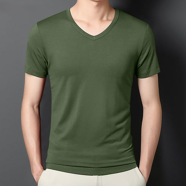 pstuiky Camisas casuales de manga corta para hombre, Camisa/camiseta informal de verano para hombre, con cuello redondo y botones lisos, para uso diario y al aire libre xxl