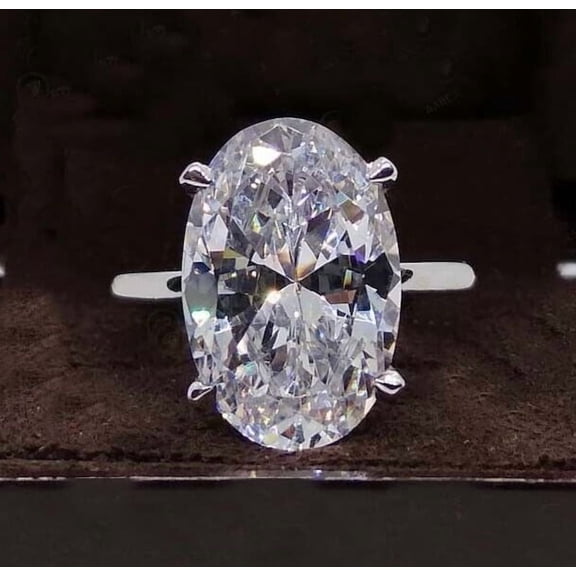 3Ct Oval Cut Lab-Created Diamond Solitaire Engagement Ring 14K White Gold Plated Silver