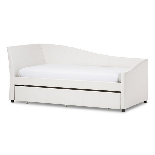 Hawthorne Collections Lit de Repos Double en Simili Cuir Moderne en Blanc