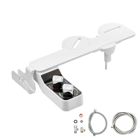 KFFKFF Non-Electric Bidet Attachment for Toilet, Hot & Cold Water Sprayer - Dual Retractable Nozzles, Adjustable Pressure, Ultra-Thin 0.3'' Design for Rear and Feminine Cleaning