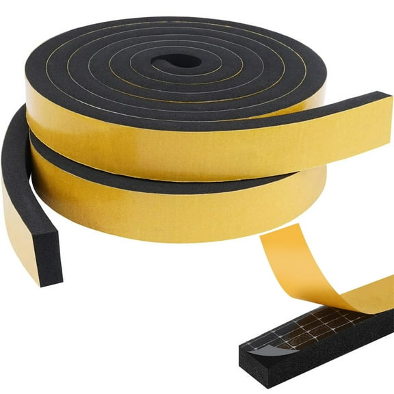 Window Air Conditioner Foam Tape,Bexikou 1 inch Wide x 1 inch Thick Weather Stripping Door Seal Strip,Weather Stripping for Doors and Windows Insulation(6.5ft x 2 Rolls)