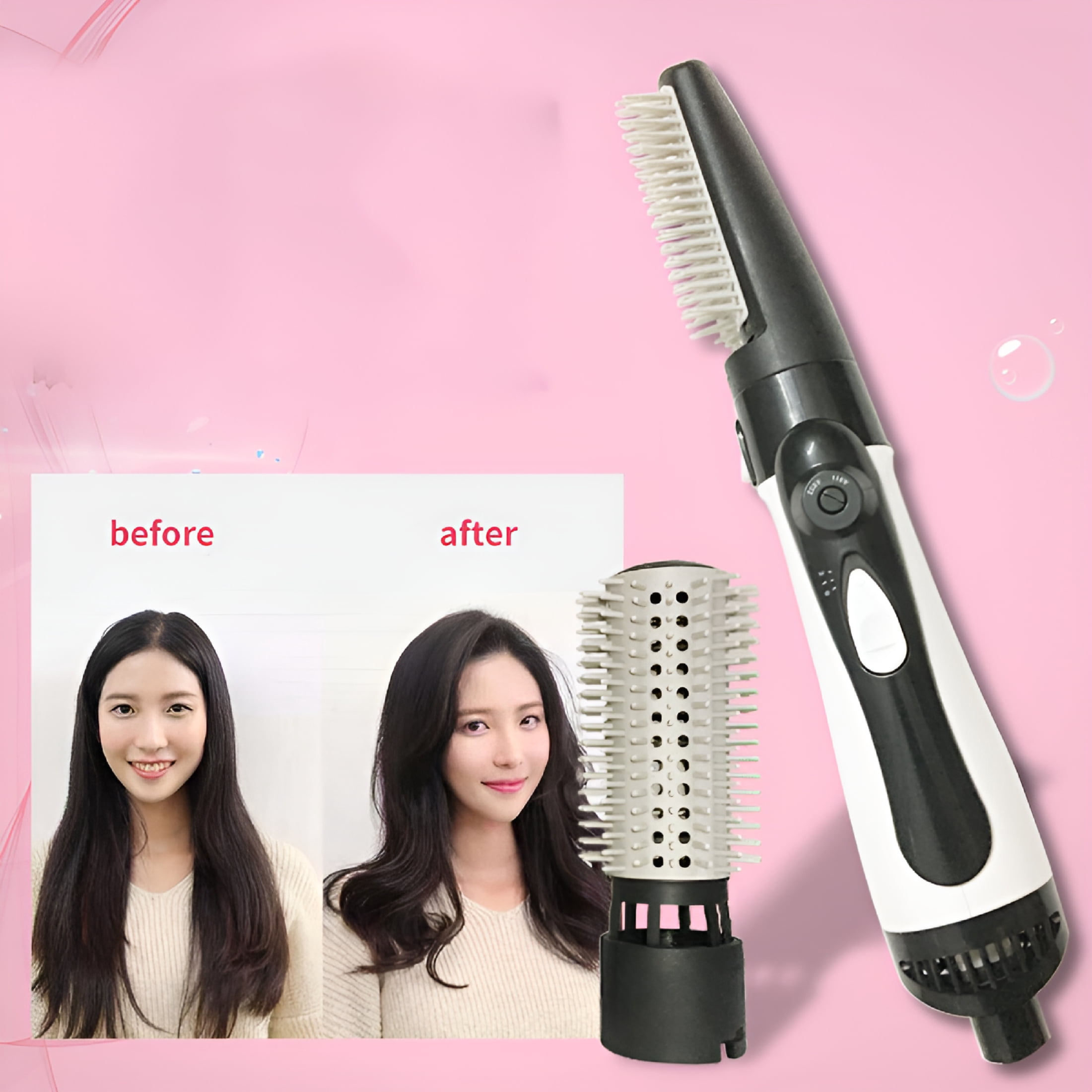 BPPEG 3-In-1 Rotating Round Hot Air Spin Brush Set with 2 Detachable Curling Brushes