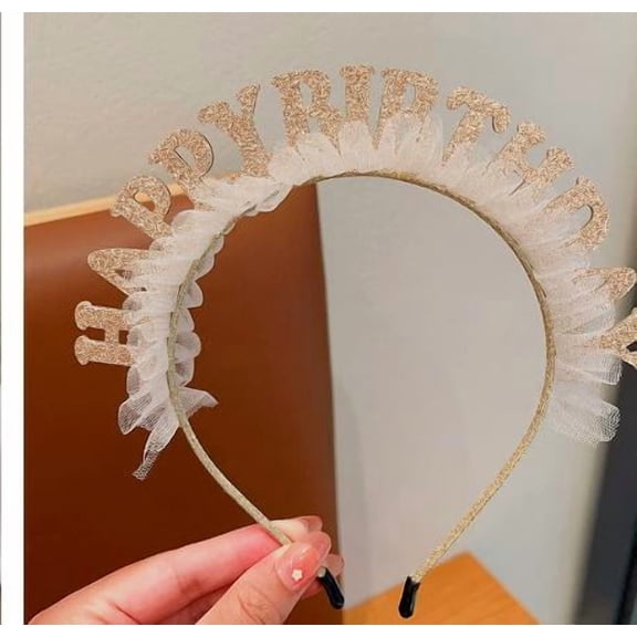 NIAIZEK Multi-Color Birthday Headband for Toddlers and Women, Comfortable Tulle Fabric with Plastic, Adjustable Fit