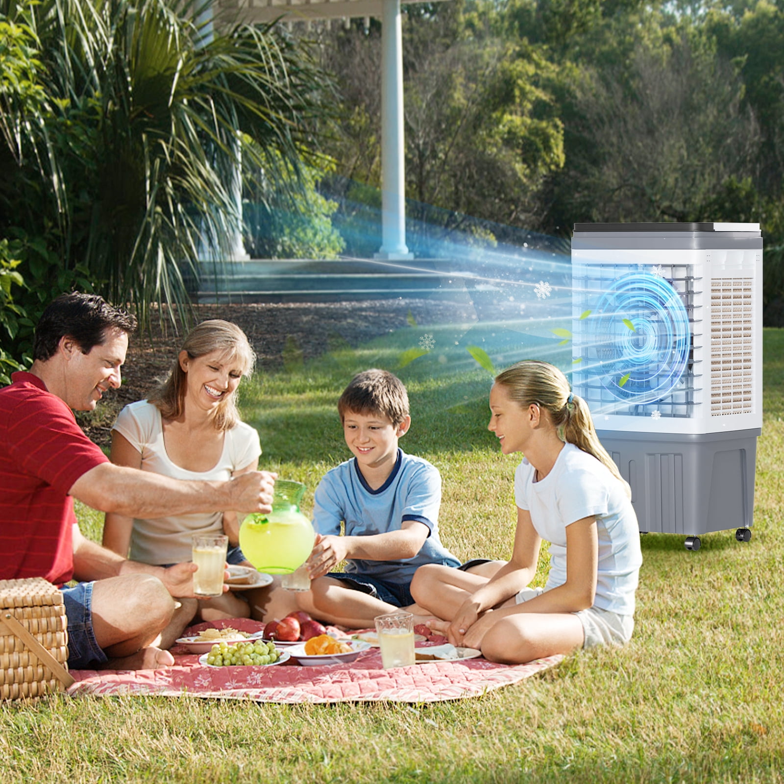 TABU 3-in-1 Portable Evaporative Air Cooler,2354 CFM 6.6 gal Swamp Cooler,7H Timer,Indoor/Outdoor,White