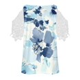 thumbnail image 5 of Fiudx Ofertas Flash Del Día Solo En Línea Tops de Encaje con Estampado de Manga Corta y Cuello En V a La Moda para Mujer, 5 of 5
