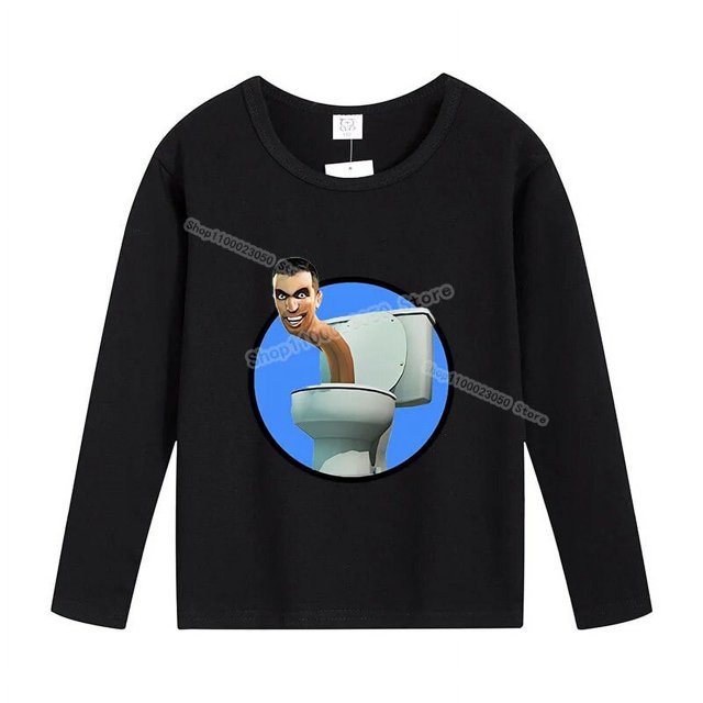 Skibidi-ropa de inodoro para niños y niñas, camiseta de manga larga de algodón, ropa de Anime, camisetas cómodas, camisa Base de dibujos animados, regalo para niños