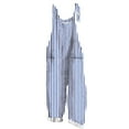 thumbnail image 1 of Lenpel Women's Jumpsuits Plus Size Sleeveless Spaghetti Strap Striped Plaid Straight Leg Rompers Causal Loose Overalls with Pockets, 1 of 5