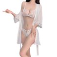 thumbnail image 1 of Gibobby Conjuntos de bragas de encaje Ropa Interior Divertida para Mujer, Escote En V Profundo, Encaje Sexy, Vestido Transparente, Vestido para Conjuntos De Lencería(Blanco, Talla única), 1 of 5