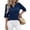 Blue #092, variant on Women's 3/4 Length Sleeve Polo Sweater Summer Knitted Collared Tops, XL