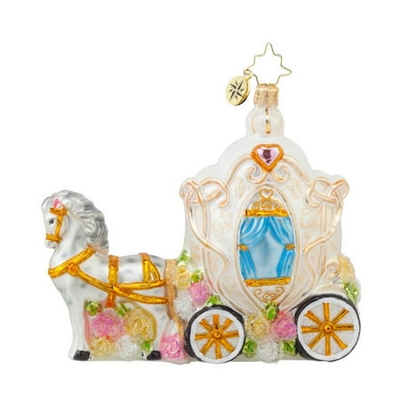 Christopher Radko Glass Wedding Time Horse and Carriage Christmas Ornament #1017629