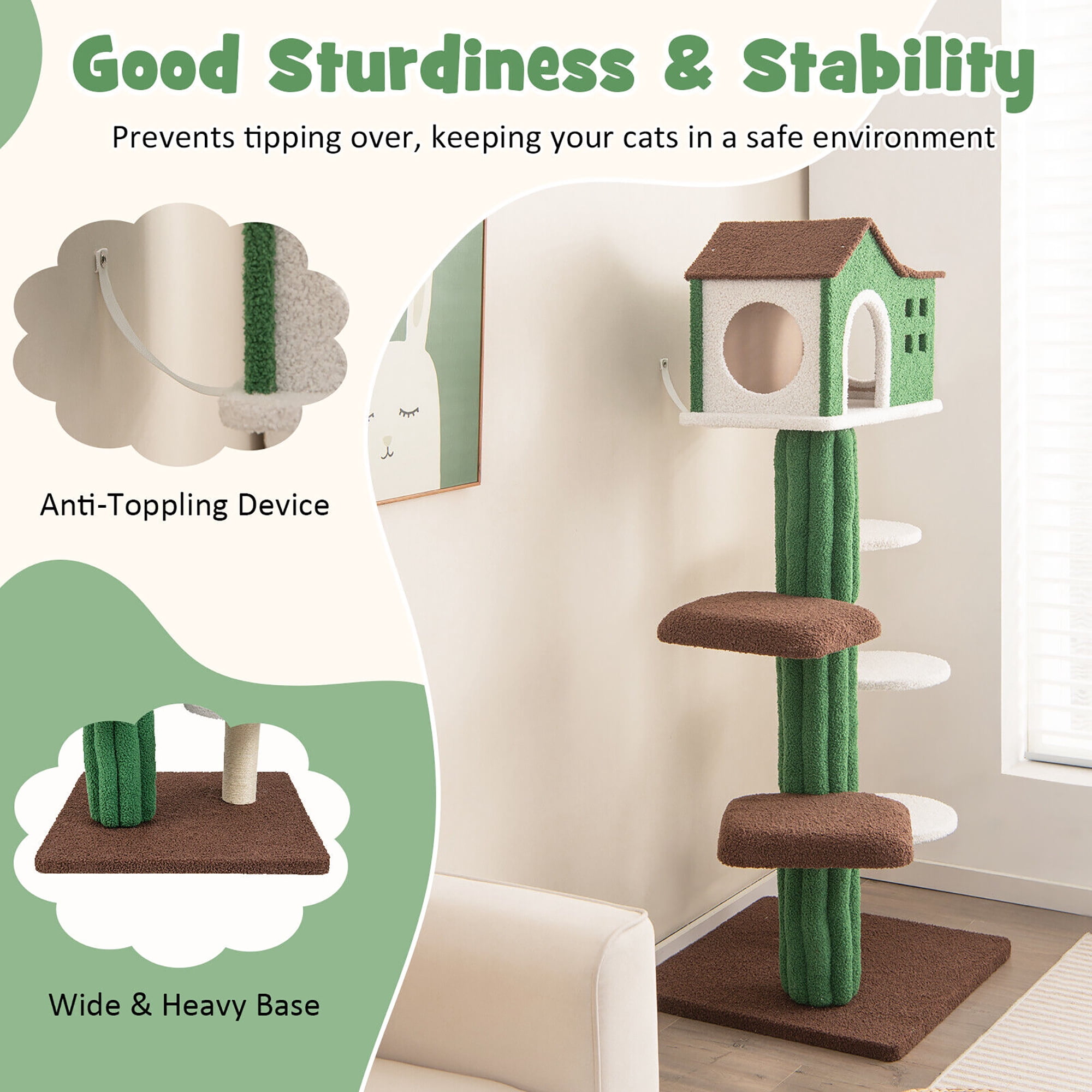 Gymax 7-Tier Modern Cat Tree Tower 61'' Cat Climbing Stand with Sisal Scratching Posts