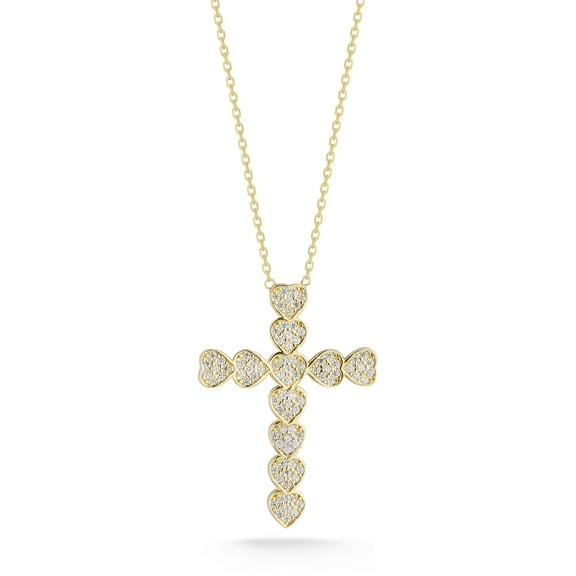 Adesso Milano 14K Gold Plated Sterling Silver Heart Cross Pendant Necklace, Necklaces for Women