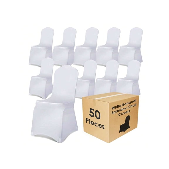 10/50pcs White Spandex Chair Covers, Stretch Spandex Banquet Chair Covers, Washable Fitted Chair Slipcovers Protector for Party, Wedding, Holidays, Banquet