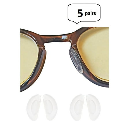 AM Landen 5 Pairs 1mm Clear Ergonomic Design Anti Skid D-Shape Stick-on Eyeglass Nose Pad