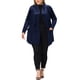 thumbnail image 2 of Cárdigans de terciopelo de talla grande Agnes Orinda para mujeres, cárdigan de frente abierto con bolsillos 2X azul marino, 2 of 6