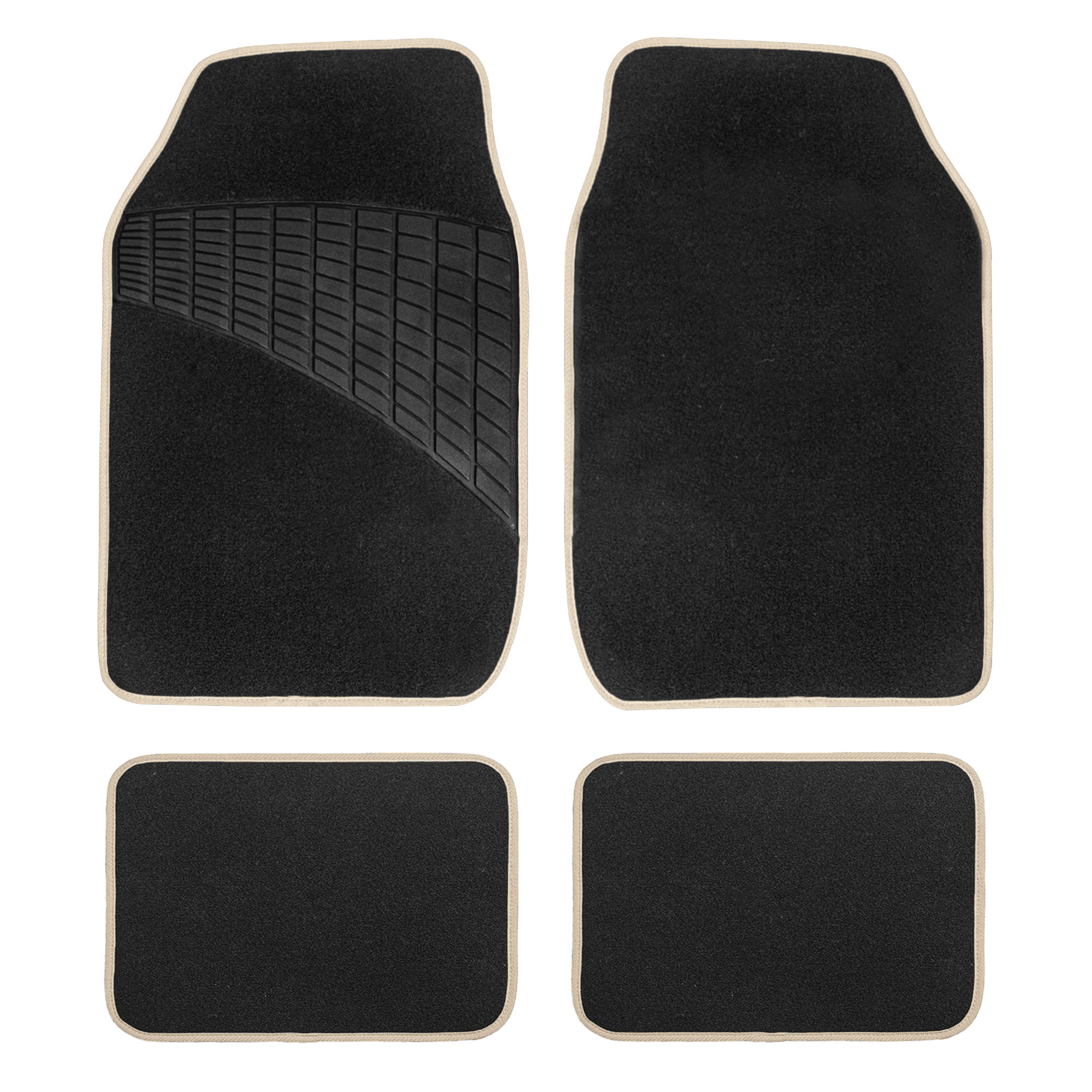ColorTrimmed Liners NonSlip Car Floor Mats with Rubber Heel Pad Full