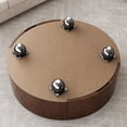thumbnail image 6 of Round Wood Coffee Table with Simulated Marble Tabletop | Sintered stone top, walnut veneer base, built-in storage drawers, 6 of 8