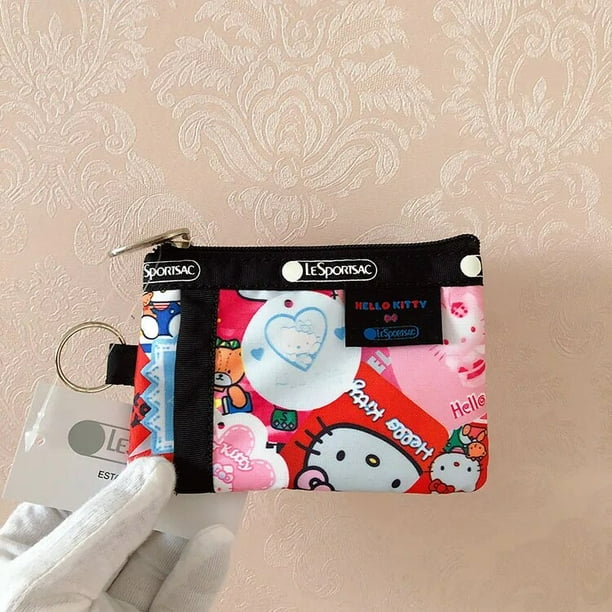 Lesportsac Kawaii Sanrio Hello Kitty Snoopy Anime dibujos animados Linda serie de colaboración monedero llavero estuche para tarjetas juguetes para niños