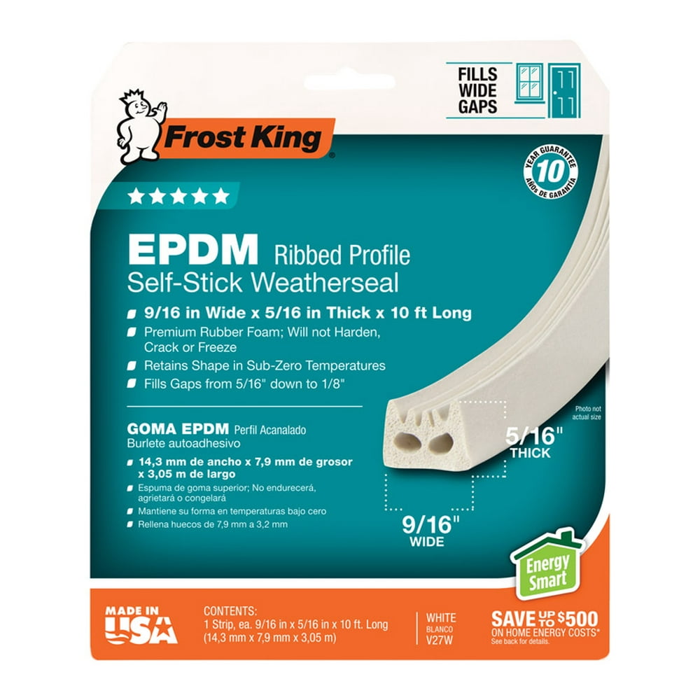 Frost King V27WA Extreme Rubber WeatherStrip Tape Cushioned Ribbed, 5