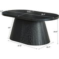 thumbnail image 2 of Oval Black Coffee Table with Sturdy Tapered Base, 39.4" Wood Small Coffee Table, Mid Century Modern Fluted Center Table for Living Room Office, 2 of 9