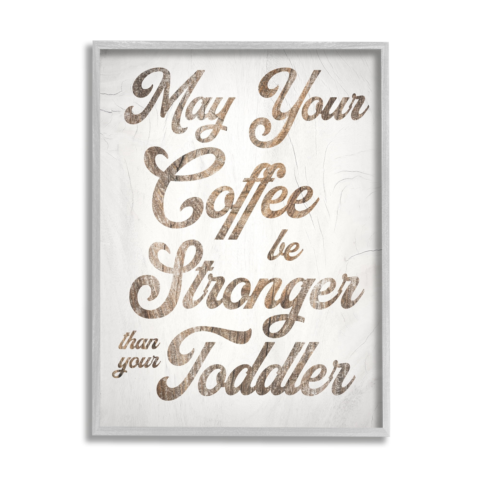 Stupell Industries Strong Coffee Vintage Grain Pattern Kitchen Typography Graphic Art Gray Framed Art Print Wall Art, Design by Daphne Polselli