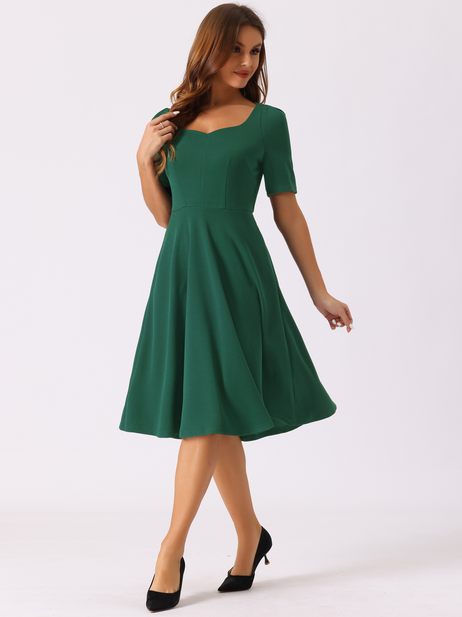 DARING DIVA Sweetheart Neckline A-Line Dress XL Dark Green